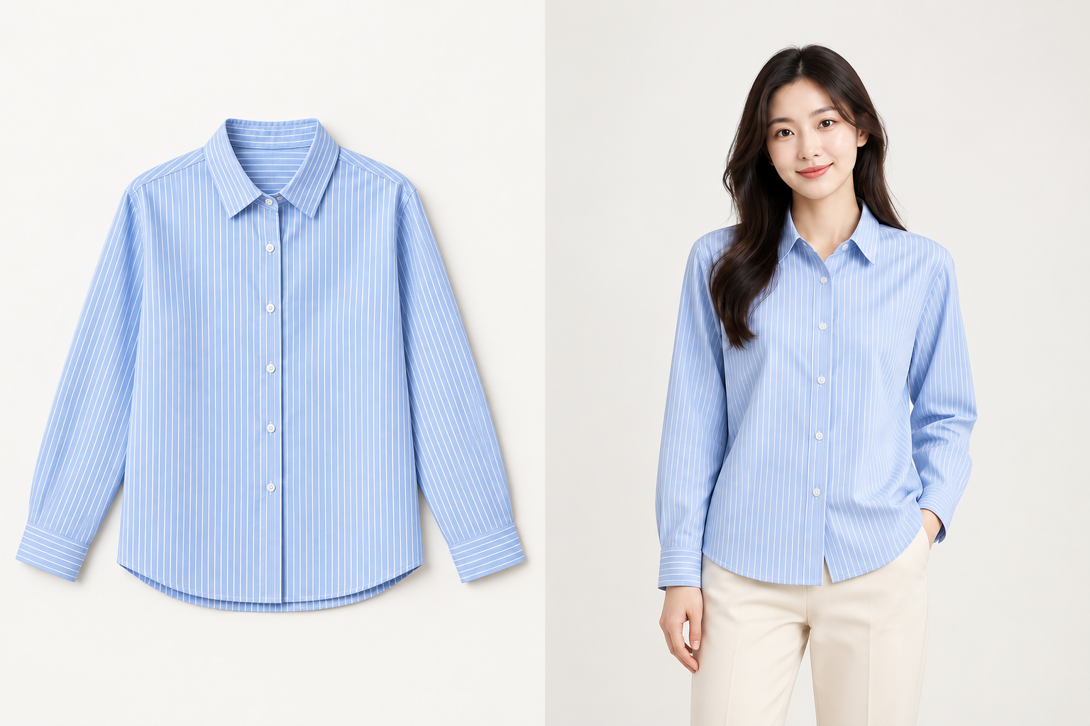 服装原图与上身效果对照示例